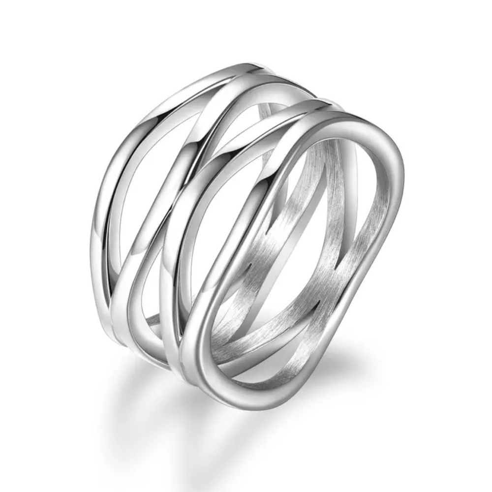 Multi-layer Stainless Steel Ring, Size 8
